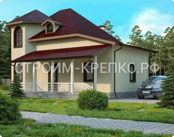Проект кирпичного дома с мансардой № 1408